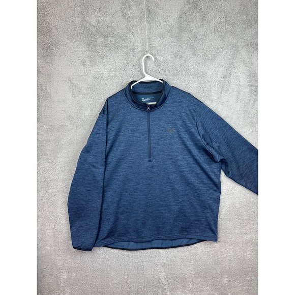 Under Armour 1/4 Zip Mens 3XL Navy Blue Fleece Lined Loose Fit